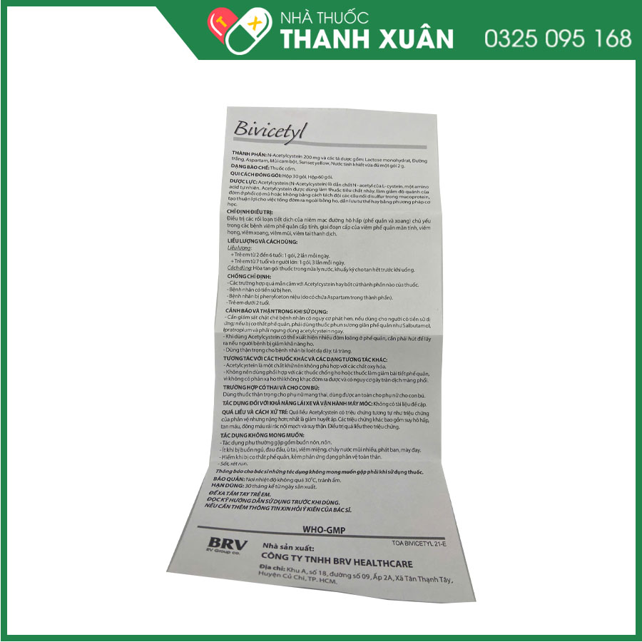 Bivicetyl thuốc điều trị viêm phế quản